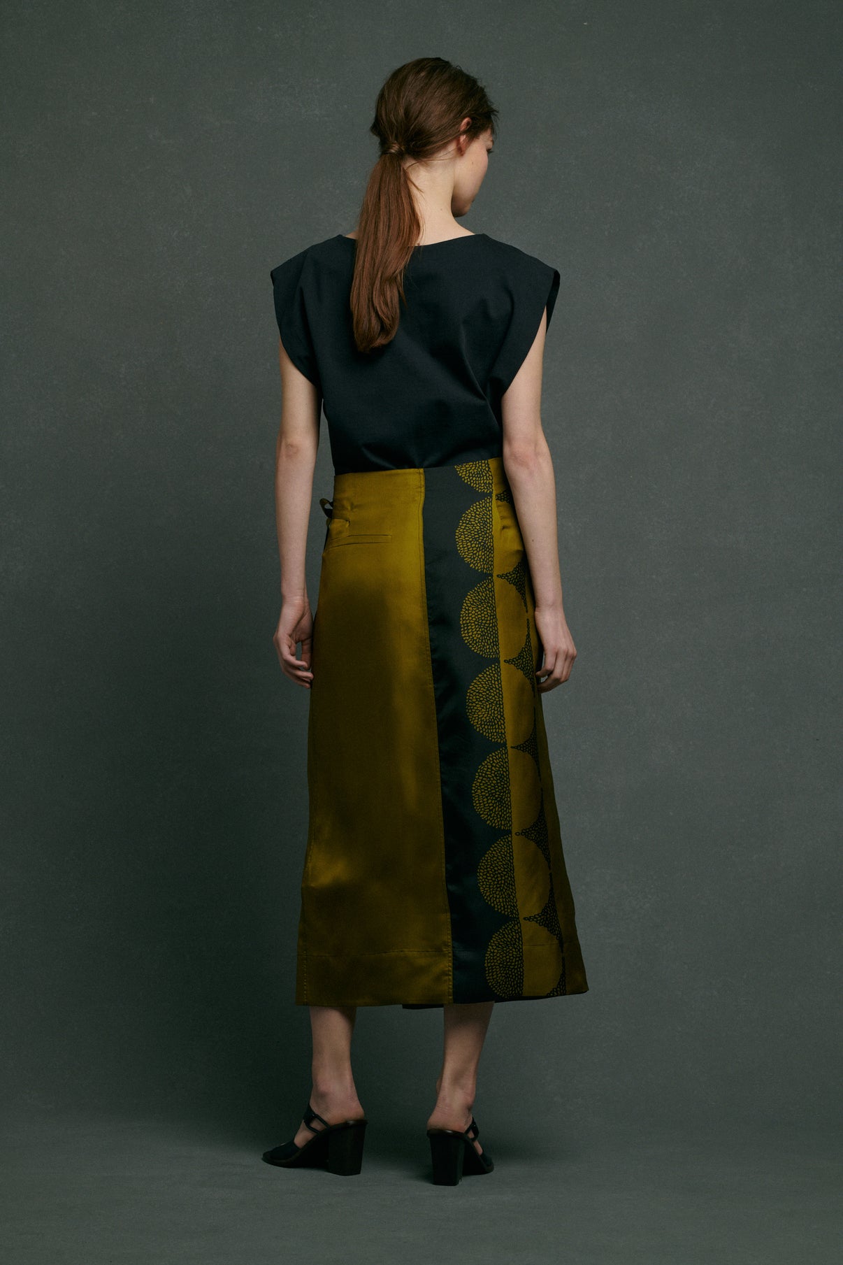 Jupe Tensi - Kaki/Noir - Soie - Femme vue 4