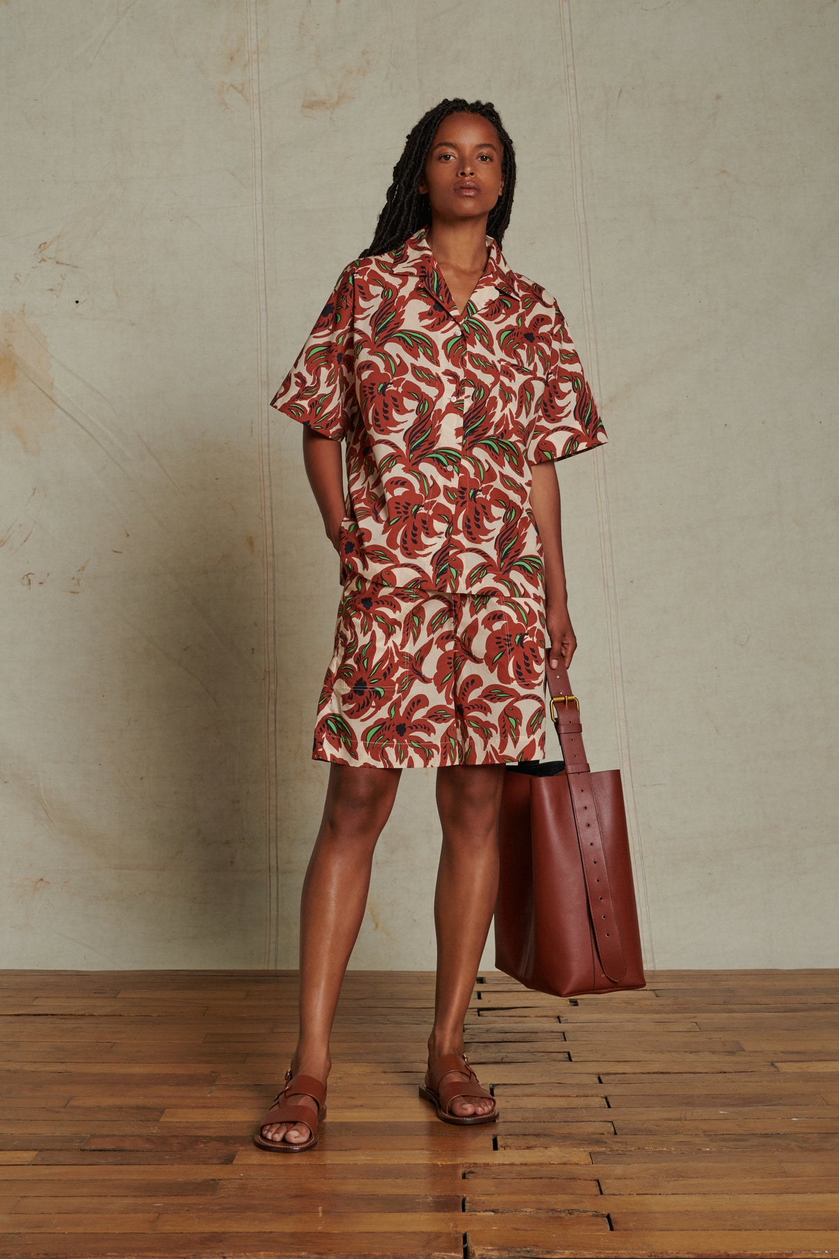 Chemise Alexandre - Terre Battue/Vert - Coton - Femme vue 3