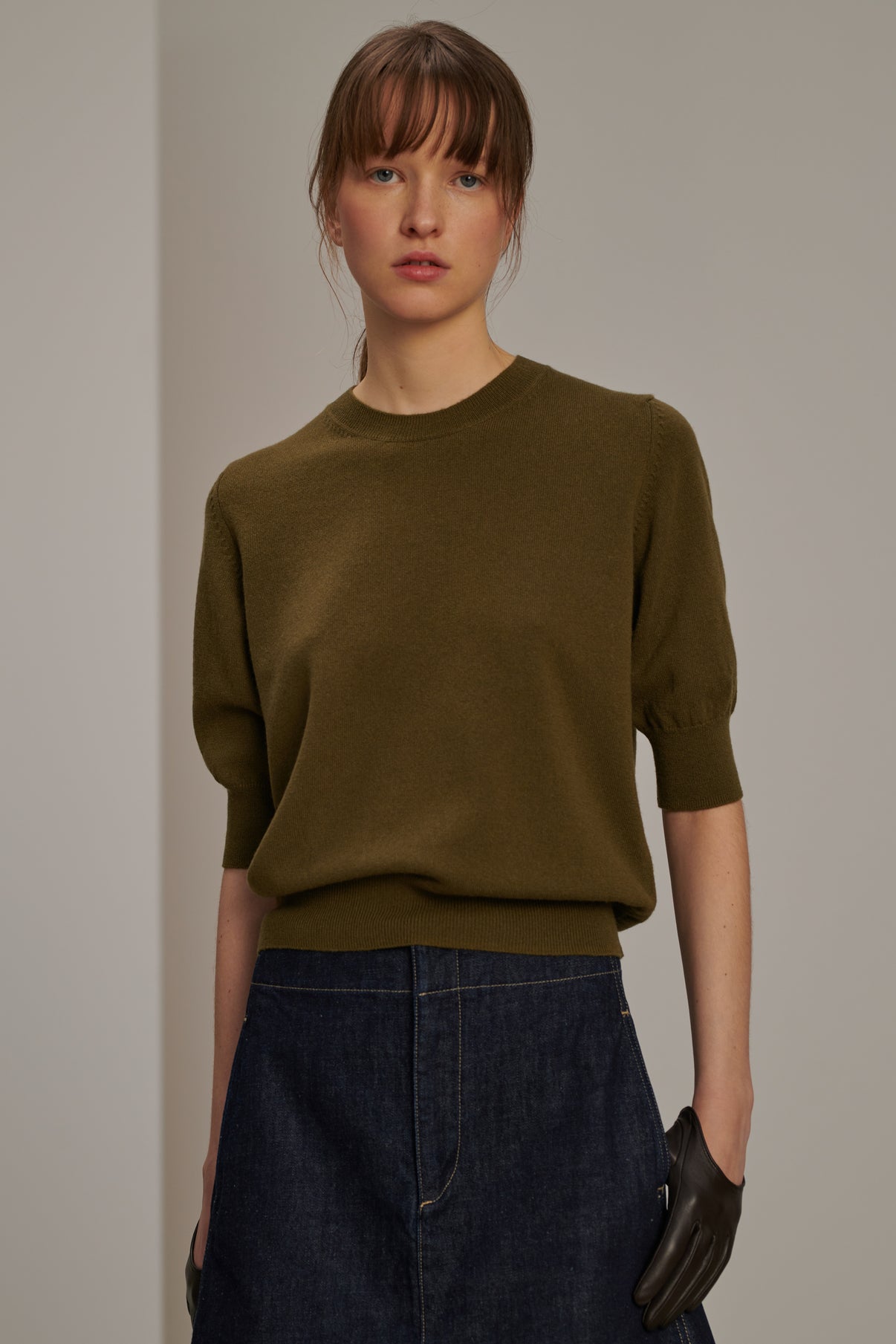 Pull Baie - Vert Olive - Cachemire - Femme vue 1