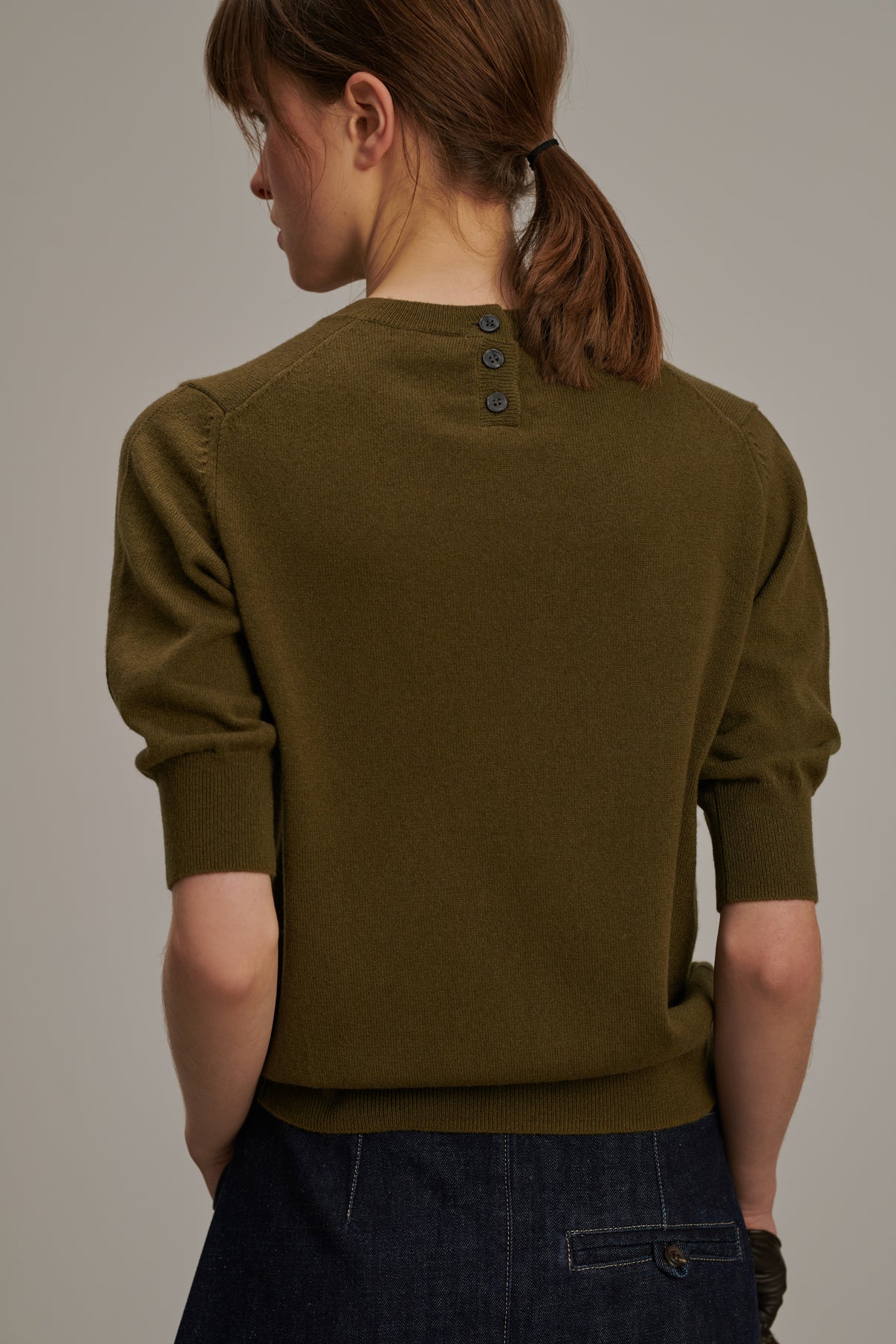 Pull Baie - Vert Olive - Cachemire - Femme vue 3