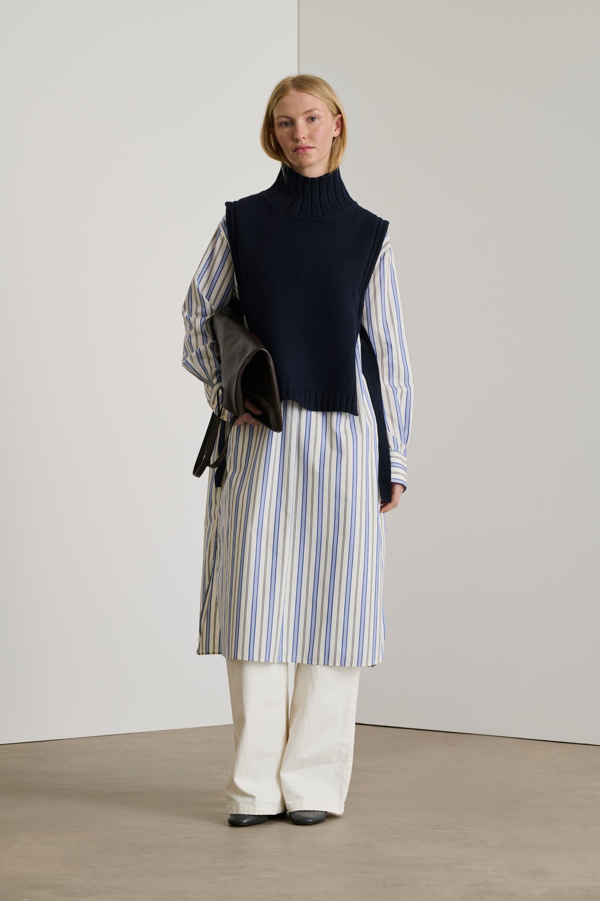 Pull Or - Navy - Laine - Femme vue 1